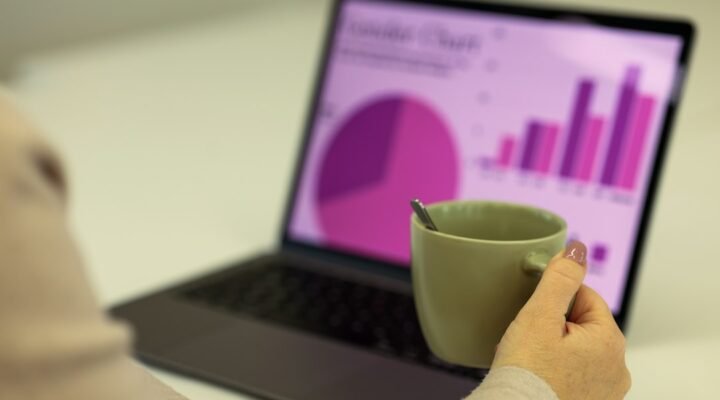 Laptop screen showing ranking charts and data reports