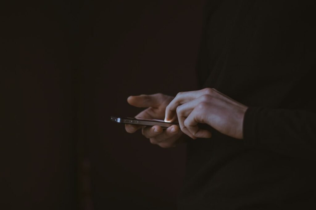 Man searching on his smartphone